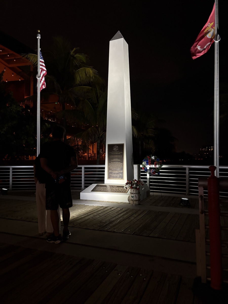 Memorial at Night - Visitors Paying Respects